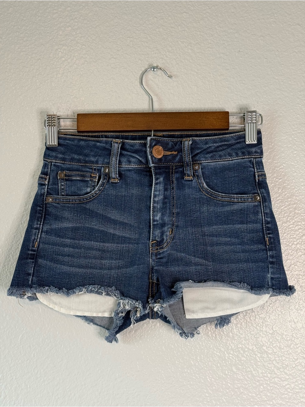 American Eagle Hi-Rise Shortie Super Stretch Denim Shorts Size 0